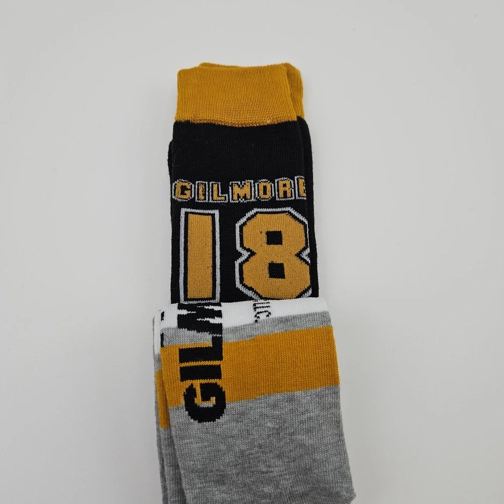 Happy Gilmore Mens Crew Socks 2 Pack Grey Black Gold‎ Golf Comedy Bioworld 10-13